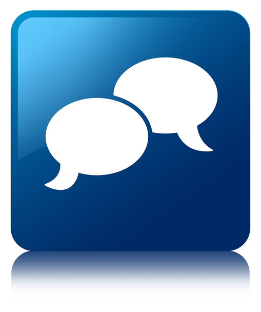 Το κουμπί τετράγωνο εικονίδιο μπλε φούσκα συνομιλίας - Φωτογραφία, εικόνα