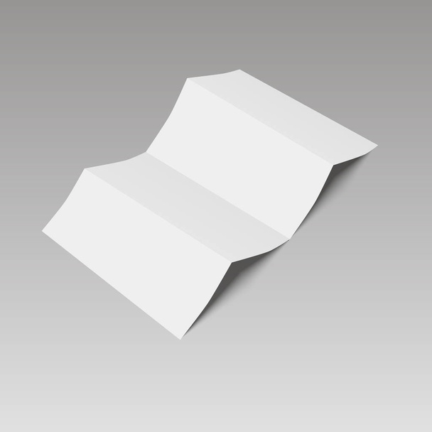 Foglio di carta piegato in bianco quattro pieghe, volantino, foglio largo. Illustrazione vettoriale
 - Vettoriali, immagini