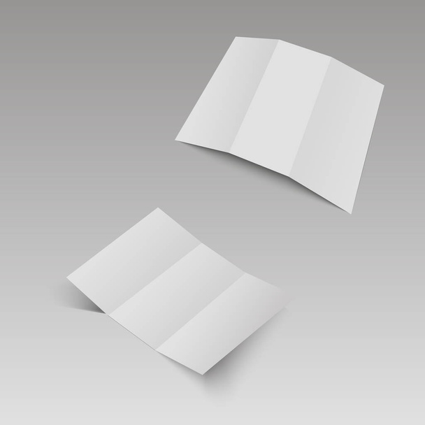 Blank three folded fold paper leaflet, flyer, broadsheet. Vector illustration - Vector, Image