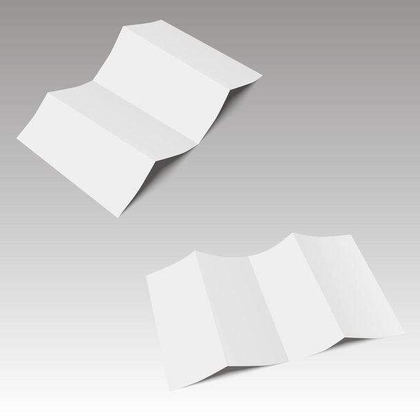Blank four  folded fold paper leaflet, flyer, broadsheet. Vector illustration - Vector, Image