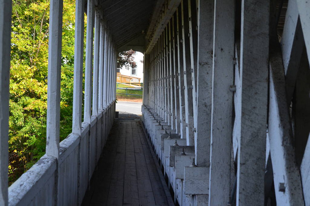 Walkway on the side of a covered bridge - Photo, Image