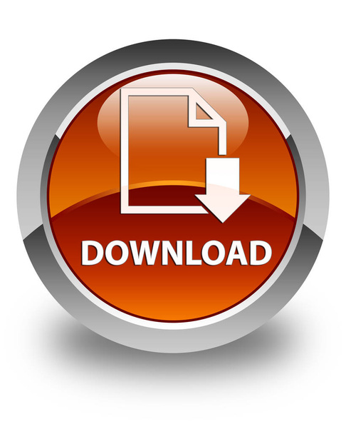 Download (document icon) glossy brown round button - Фото, зображення