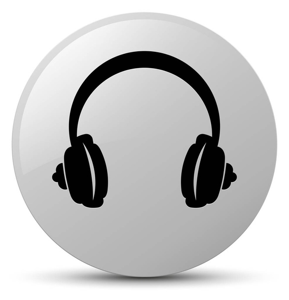 Headphone icon white round button - Foto, immagini