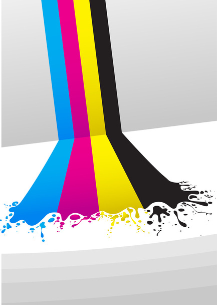 Lines of CMYK paint - Vector, Image