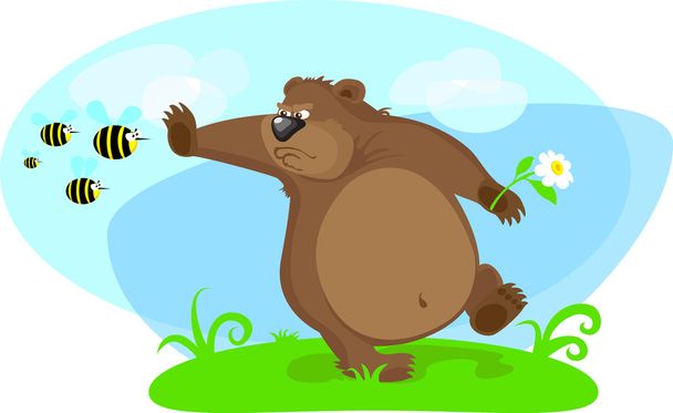 The bear stoped bees - Вектор,изображение