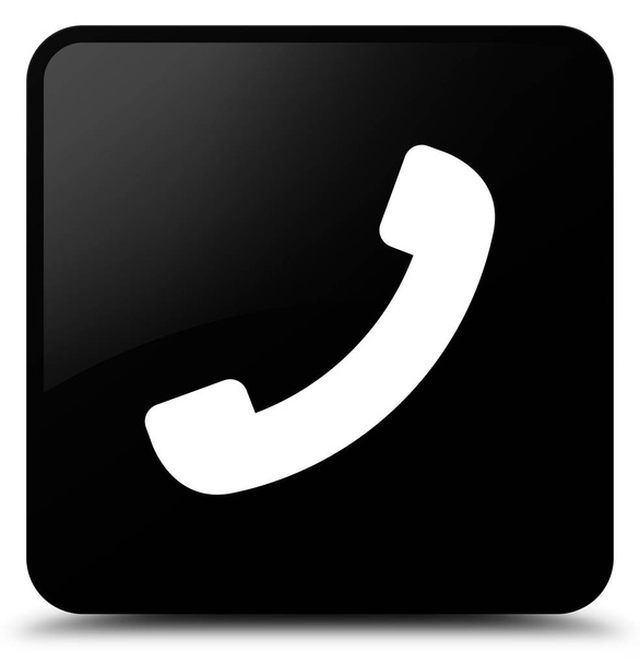 Telefoon pictogram zwarte vierkante knop - Foto, afbeelding
