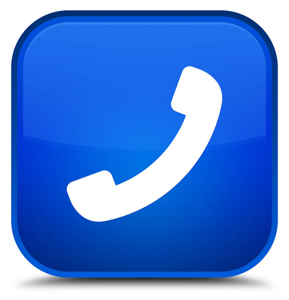 Telefon ikonę specjalne niebieski przycisk kwadratowy - Zdjęcie, obraz