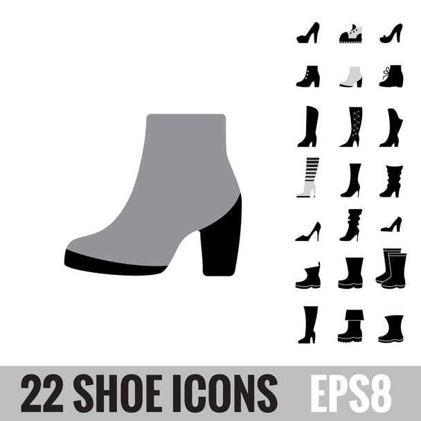 Boty vektorové ikony kolekce. Sada boty logo izolované. Obuv značky nebo symboly - Vektor, obrázek