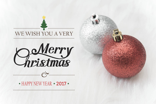 Christmas balls and snowflake with Merry Christmas  - Foto, Imagen