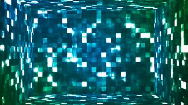 Broadcast Firey Light Hi-Tech Squares Room, Blue Green, Abstract, Loopable, 4K - Filmmaterial, Video