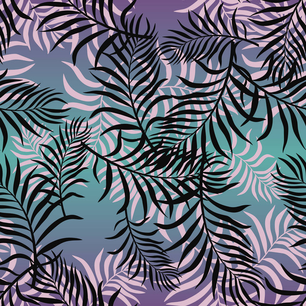 Trooppinen tausta palmunlehdillä. Saumaton kukka kuvio
 - Vektori, kuva