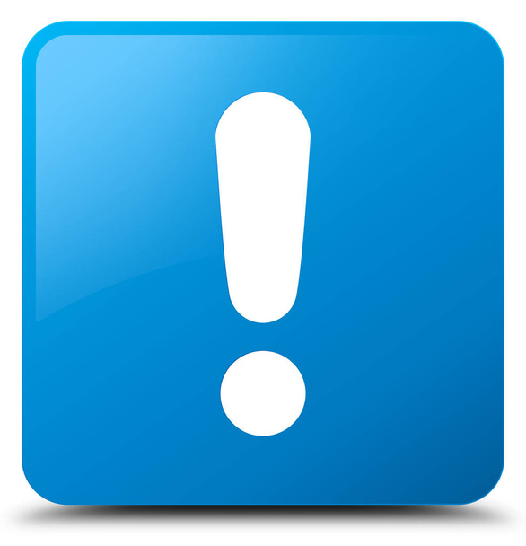 Icono signo de exclamación botón cuadrado azul cian
 - Foto, Imagen