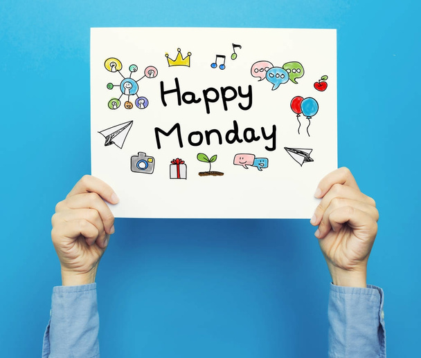 Happy Monday text on a white poster - Foto, imagen