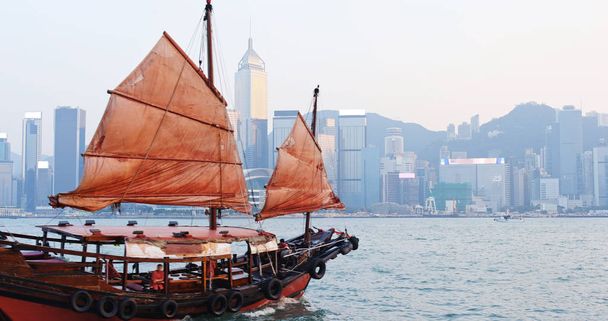 Hongkong Hafen mit Touristenmüll - Foto, Bild
