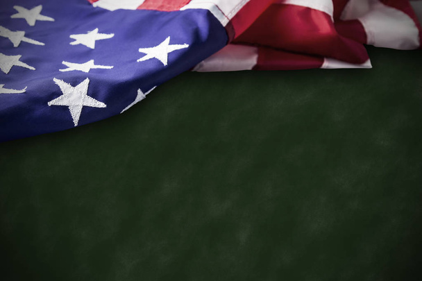 Veterans day concept of USA flag on green background - Photo, Image