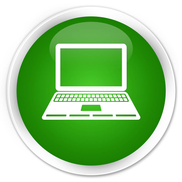 Laptop icon premium green round button - Фото, изображение