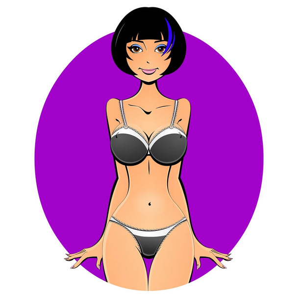 Sexy naked girl in underwear. Avatar, icon. - Vector, afbeelding