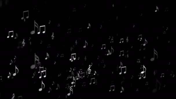 Broadcast Rising Music Notes, Grayscale, Events, Loopable, 4K - Materiaali, video
