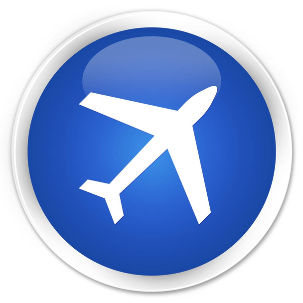 Vliegtuig pictogram premie blauwe ronde knop - Foto, afbeelding