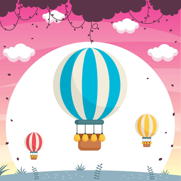 Horkovzdušný balónový vektor ilustrace - Vektor, obrázek