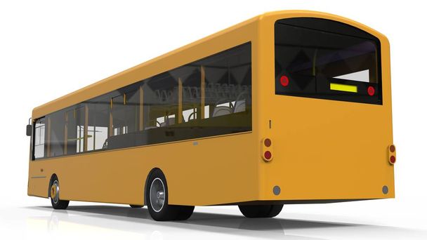Vorlage für den gelben Stadtbus. Personenverkehr. 3D-Illustration. - Foto, Bild
