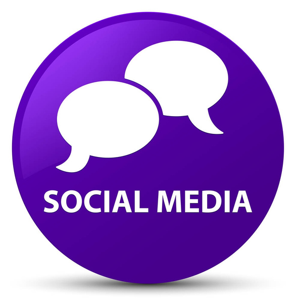 Μέσα κοινωνικής δικτύωσης (chat εικονίδιο φυσαλίδας) μωβ στρογγυλό κουμπί - Φωτογραφία, εικόνα