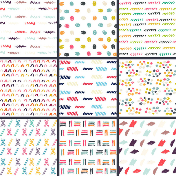 Hand Drawn seamless pattern collection. Simple texture for background - Foto, afbeelding
