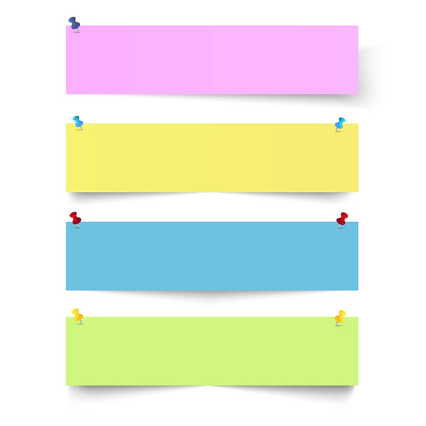 Colorful frame banners with thumbtacks on the white background. Vector illustration - Vektori, kuva