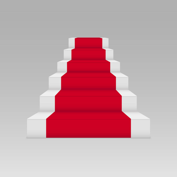 Red podium on grey background. Flat celebrity symbol. Vector illustration - Διάνυσμα, εικόνα