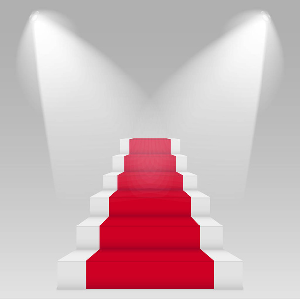 Stage for awards ceremony. Podium with red carpet. Pedestal.   Vector illustration - ベクター画像