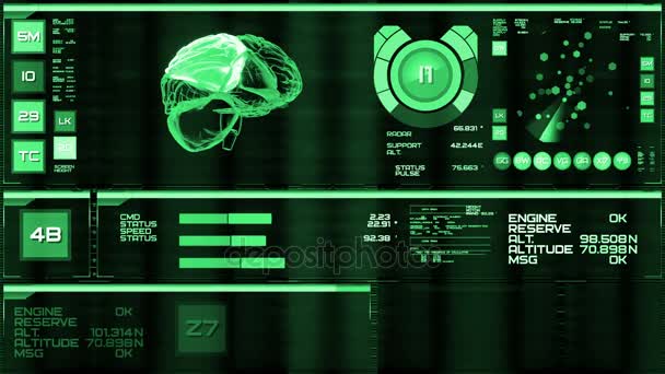 Interfaz futurista verde profundo / Pantalla digital / HUD
 - Metraje, vídeo