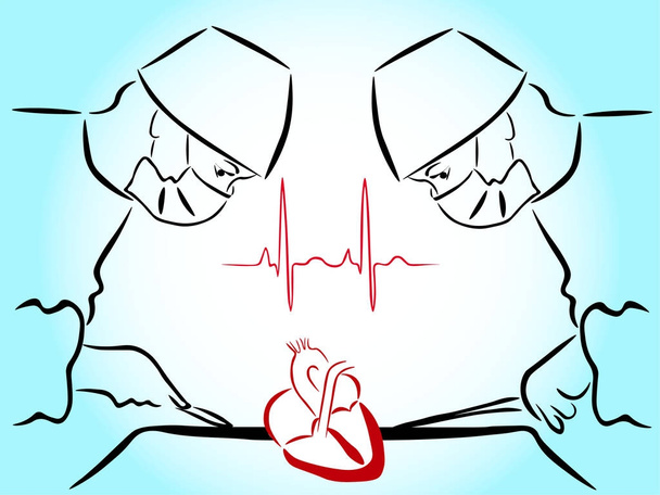 a szív és a vérerek a műtét - Vektor, kép