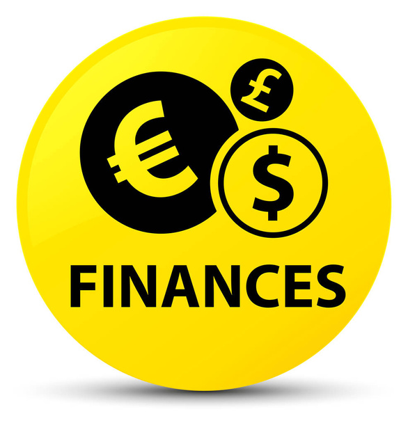 Finanze (segno euro) pulsante rotondo giallo
 - Foto, immagini