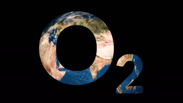 Texto oxígeno O2 revelando girando globo terráqueo
 - Metraje, vídeo