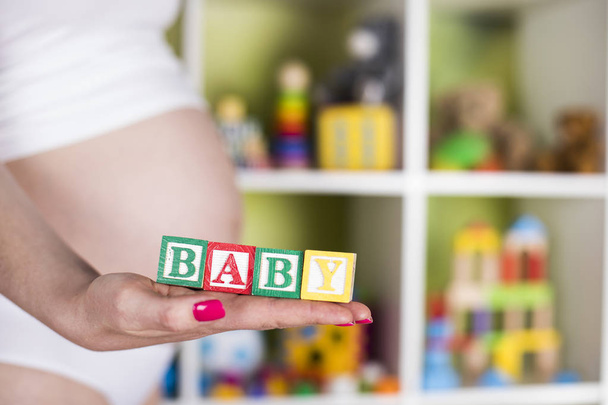 Wooden toy cubes, Baby - Foto, afbeelding