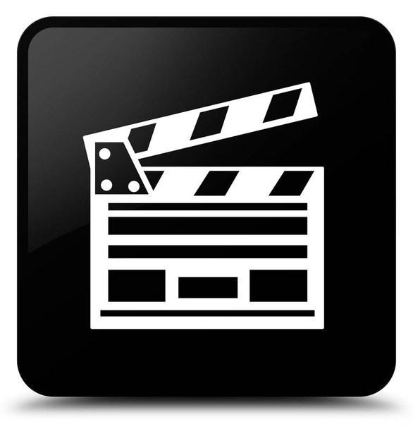 ícone de clipe de cinema botão quadrado preto
 - Foto, Imagem
