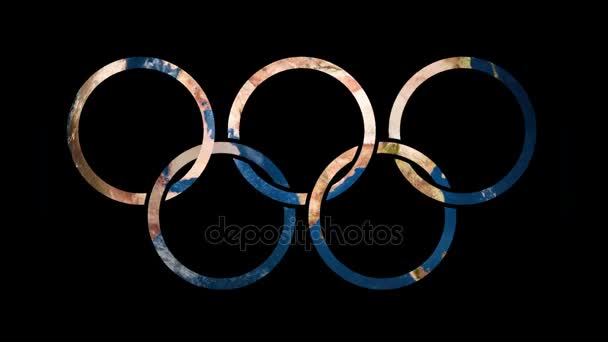 Ikona podepsat logo olympijských her odhalující otáčení země světa - Záběry, video