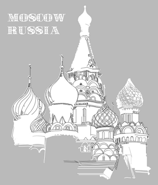 Vector image with Saint Basil's Cathedral in Moscow - Vector, Image
