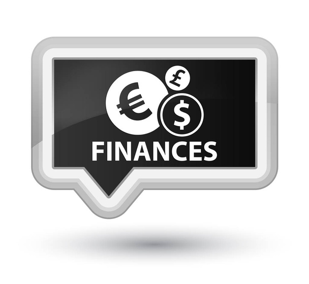 Pénzügyek (euro jel) elsődleges fekete banner gomb - Fotó, kép