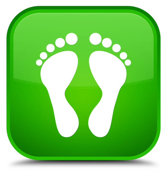 Footprint icon special green square button - Foto, Imagem