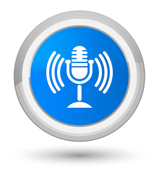 Mikrofon ikon elsődleges cián kék kerek gomb - Fotó, kép
