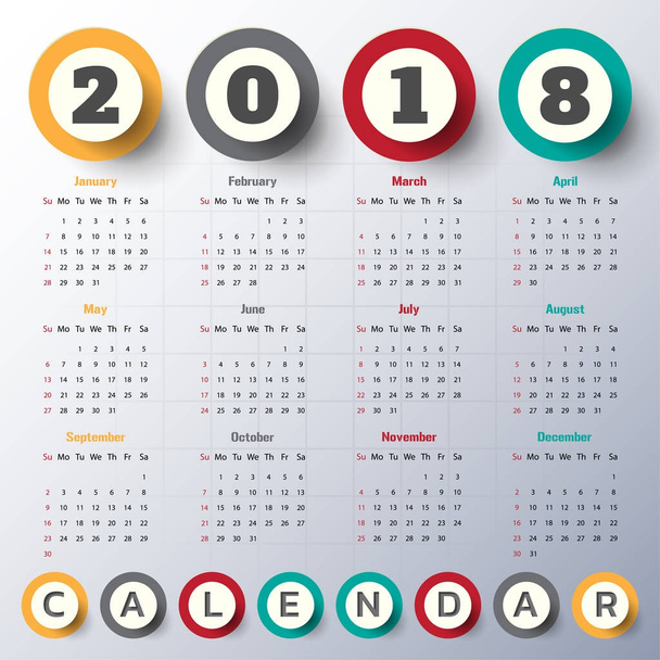 2018 Сучасний шаблон календаря. Вектор/ілюстрація
. - Вектор, зображення