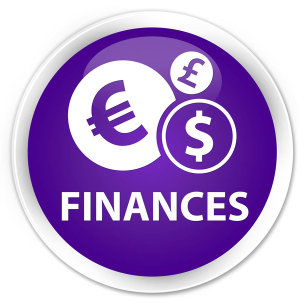Pénzügyek (euro jel) prémium lila kerek gomb - Fotó, kép