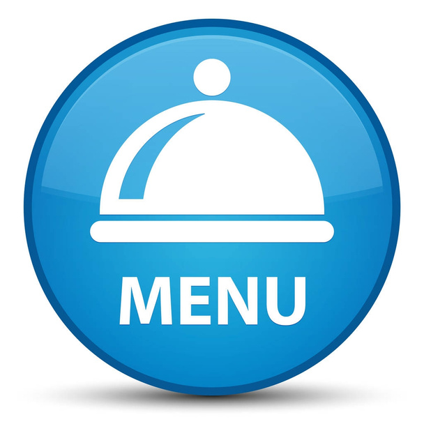 Valikko (ruoka ruokalaji kuvake) erityinen syaani sininen pyöreä painike
 - Valokuva, kuva