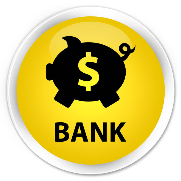 Banka (prasátko pole znak dolaru) premium žluté kulaté tlačítko - Fotografie, Obrázek