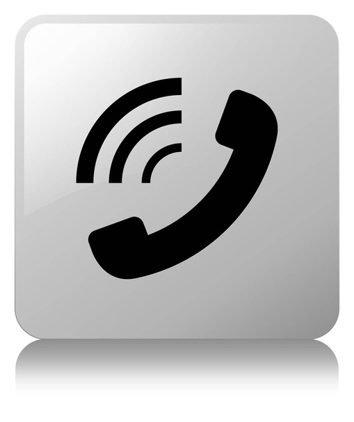 Telefon cseng ikon fehér négyzet gomb - Fotó, kép
