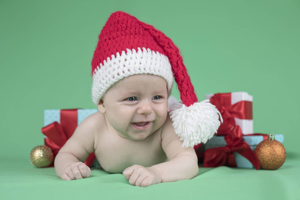 Baby in christmas hat - Photo, Image