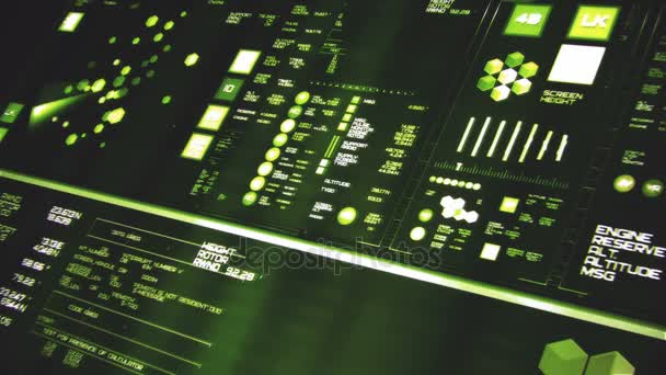 Perspektivní pohled na sytě zelený futuristické rozhraní/digitální obrazovka/Hud - Záběry, video