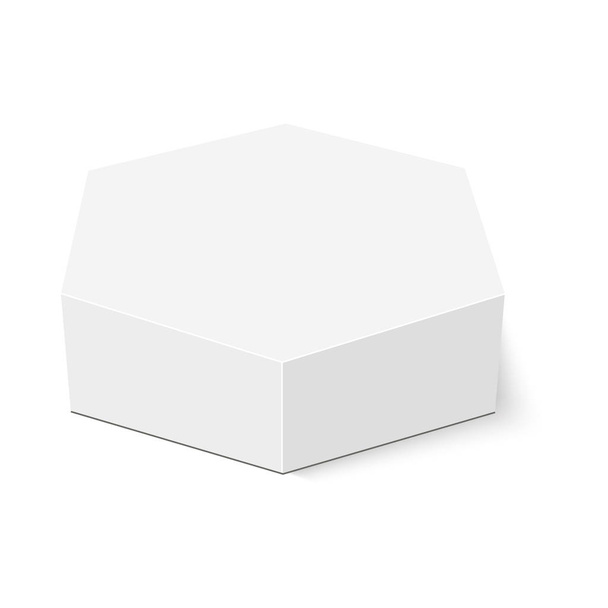 Λευκό χαρτόνι εξάγωνο κουτί συσκευασίας. Διάνυσμα ομοίωμα πρότυπο έτοιμο για το σχεδιασμό σας.   - Διάνυσμα, εικόνα