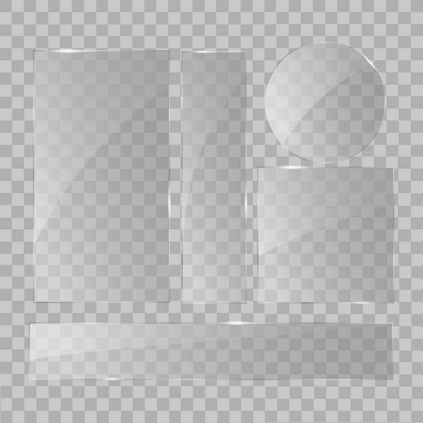 Placas de vidro. Bandeiras de vidro vetorial em fundo transparente - Vetor, Imagem